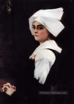 Portrait de Brittany Girl Pascal Dagnan Bouveret Peinture à l'huile